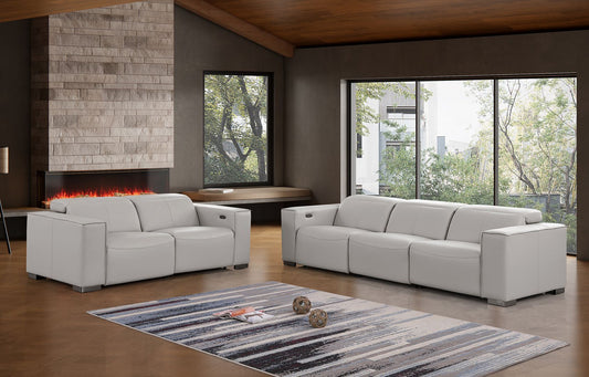 1208 - Leather Reclining Set (Sofa & Loveseat With 4 Power Recliner)