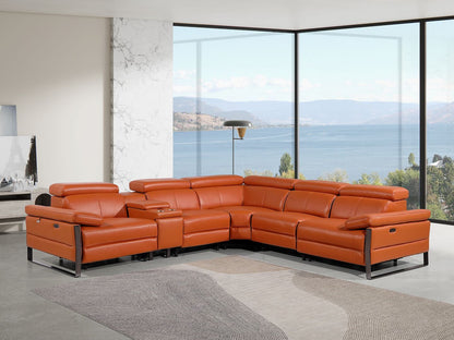 1246 - 6-Piece L-Shaped Modular Power Reclining Sectional With 3 Power Recliners And Power Headrests
