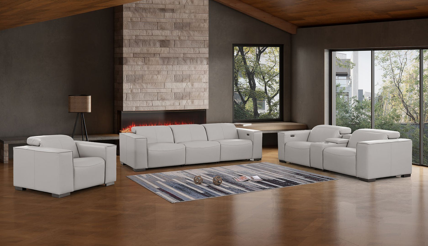 1208 - Modular Leather Set With 5 Power Recliners & Power Headrests