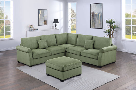 Sage Corduroy 4 Piece Sectional Sofa