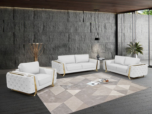 1050 - 3-Piece Sofa Set - White