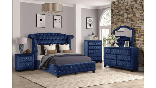 Sophia Blue - King 5 Piece Bedroom Set