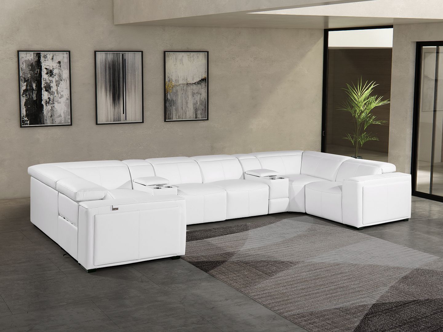 1224 - 8-Piece U-Shaped Sectional Sofa In With 2 Power Recliners & Power Headrests