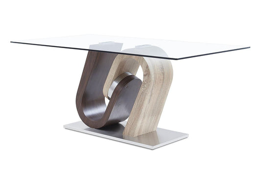 D4126 - Dining Table - Dark Brown / Oak / Silver