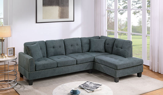 Tweed Ash Black 2 Piece Sectional Sofa