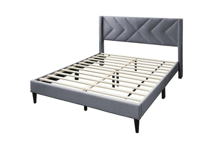 Gray Velvet Queen Bed