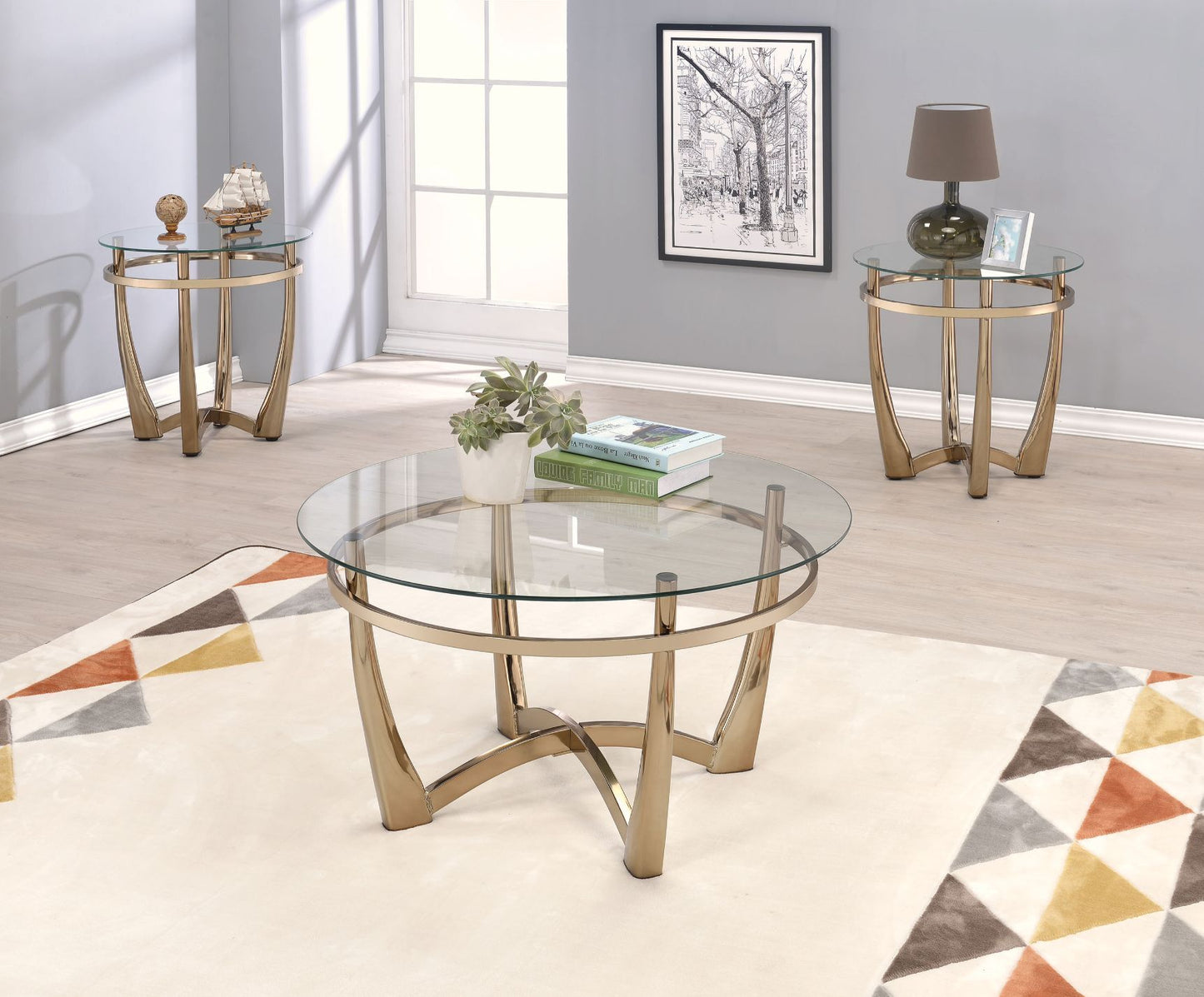 Orlando II - Coffee Table - Clear Glass & Champagne