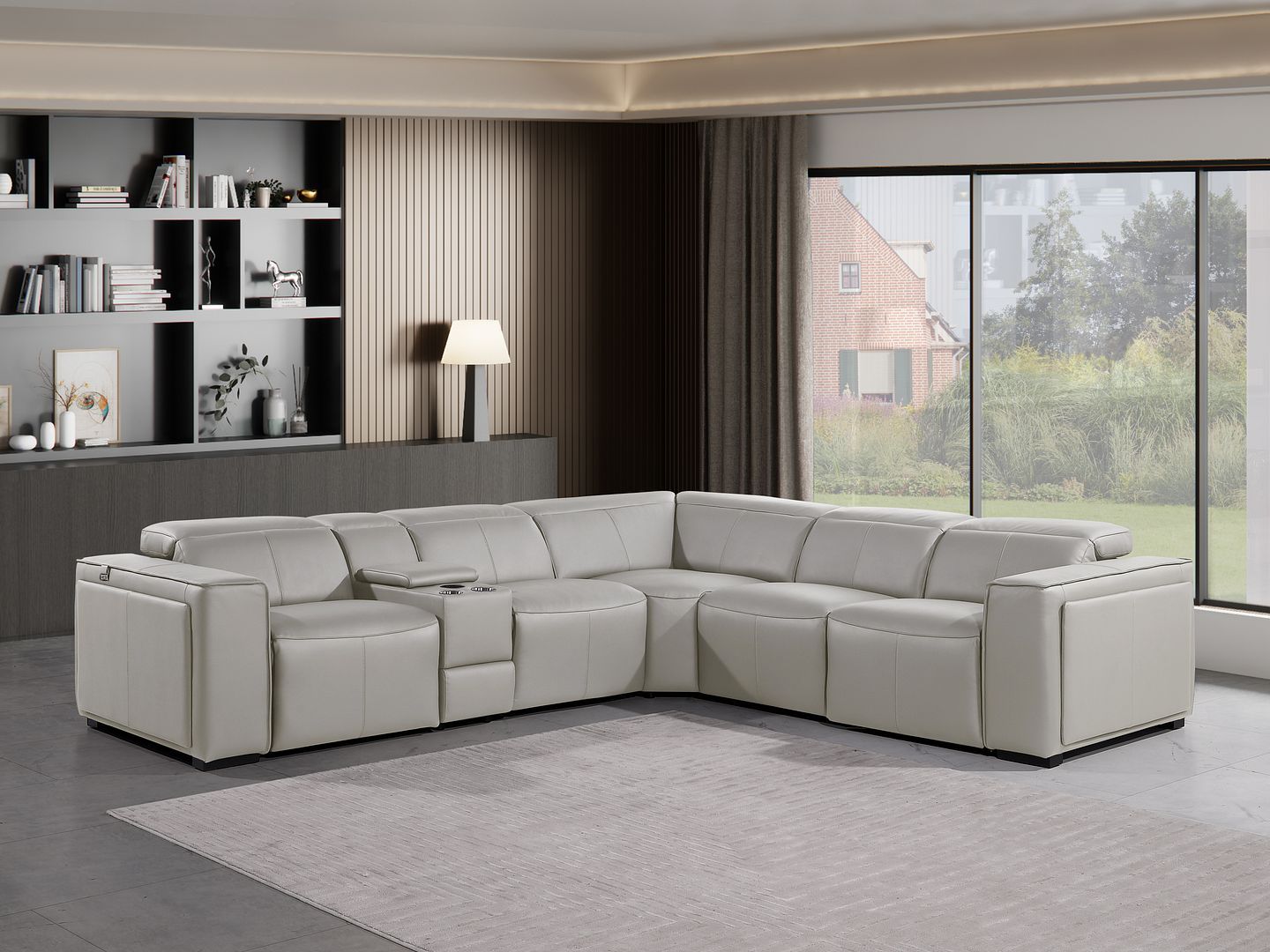 1224 - 6-Piece L-Shaped Sectional Sofa In With 3 Power Recliners & Power Headrests