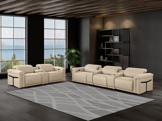 1126 - 8-Piece Modular Power Reclining Sofa & Loveseat Set In With 5 Power Recliners & Power Headrests