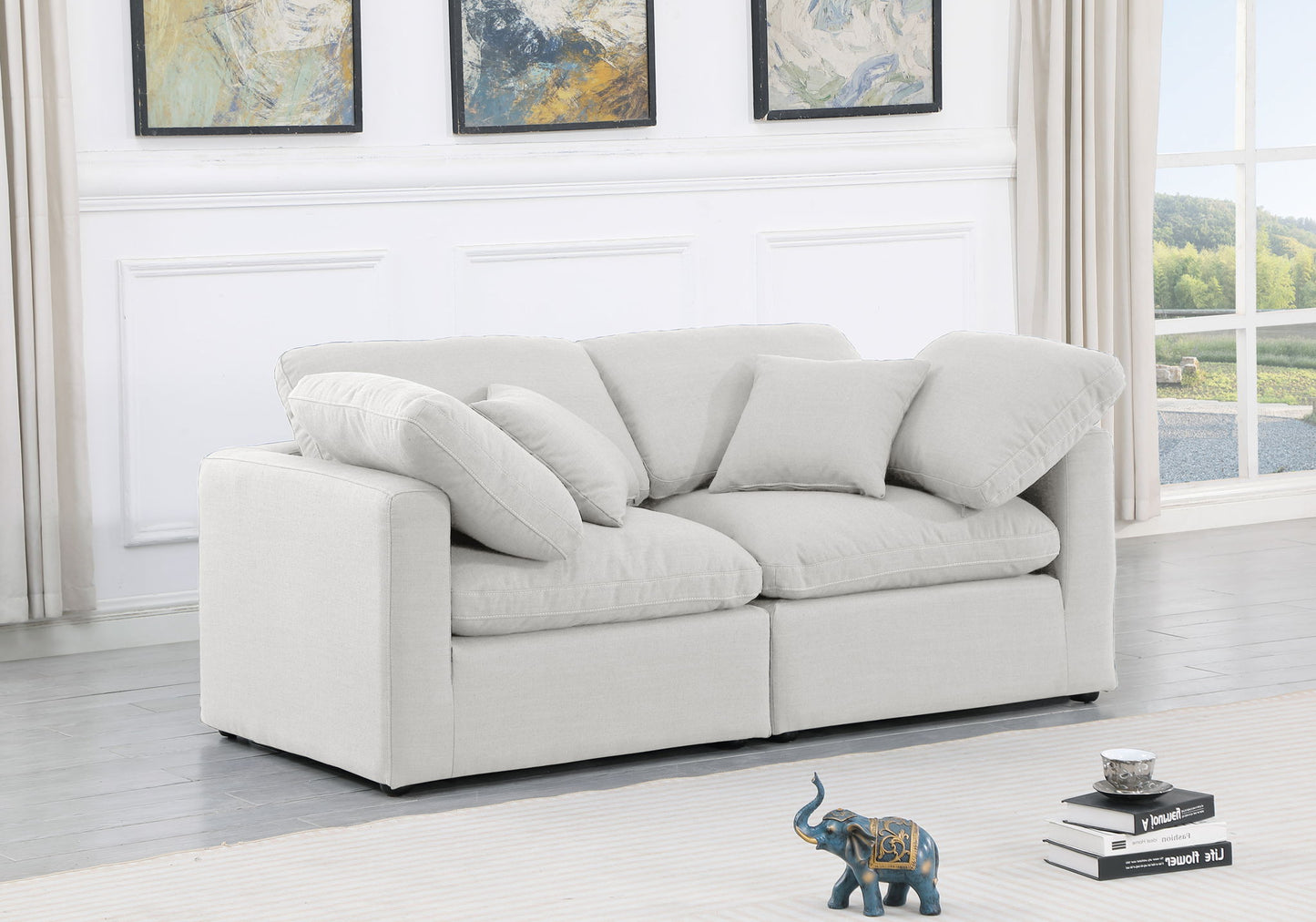 Indulge - Linen 2 Piece Modular Sofa - White