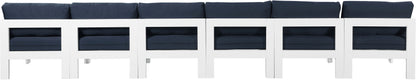 Nizuc - Outdoor Patio 6 Seat Armless Modular Sofa With White Frame
