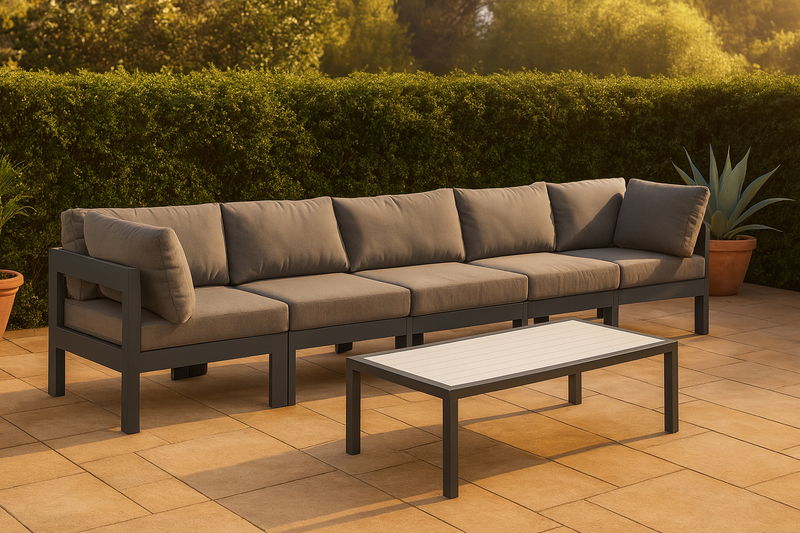 Nizuc - Outdoor Patio 5 Seat Modular Sofa With Gray Frame