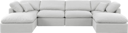 Indulge - Linen 6 Piece Modular Double Chaise Sectional - White