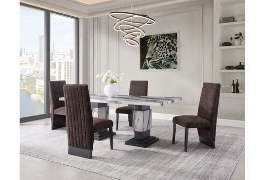 5 Piece Dining Room Set (Dining Table And 4 Dining Chairs) - Black / Brown / White