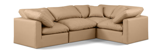 Indulge - Faux Leather 4 Piece Modular Corner Sectional - Tan