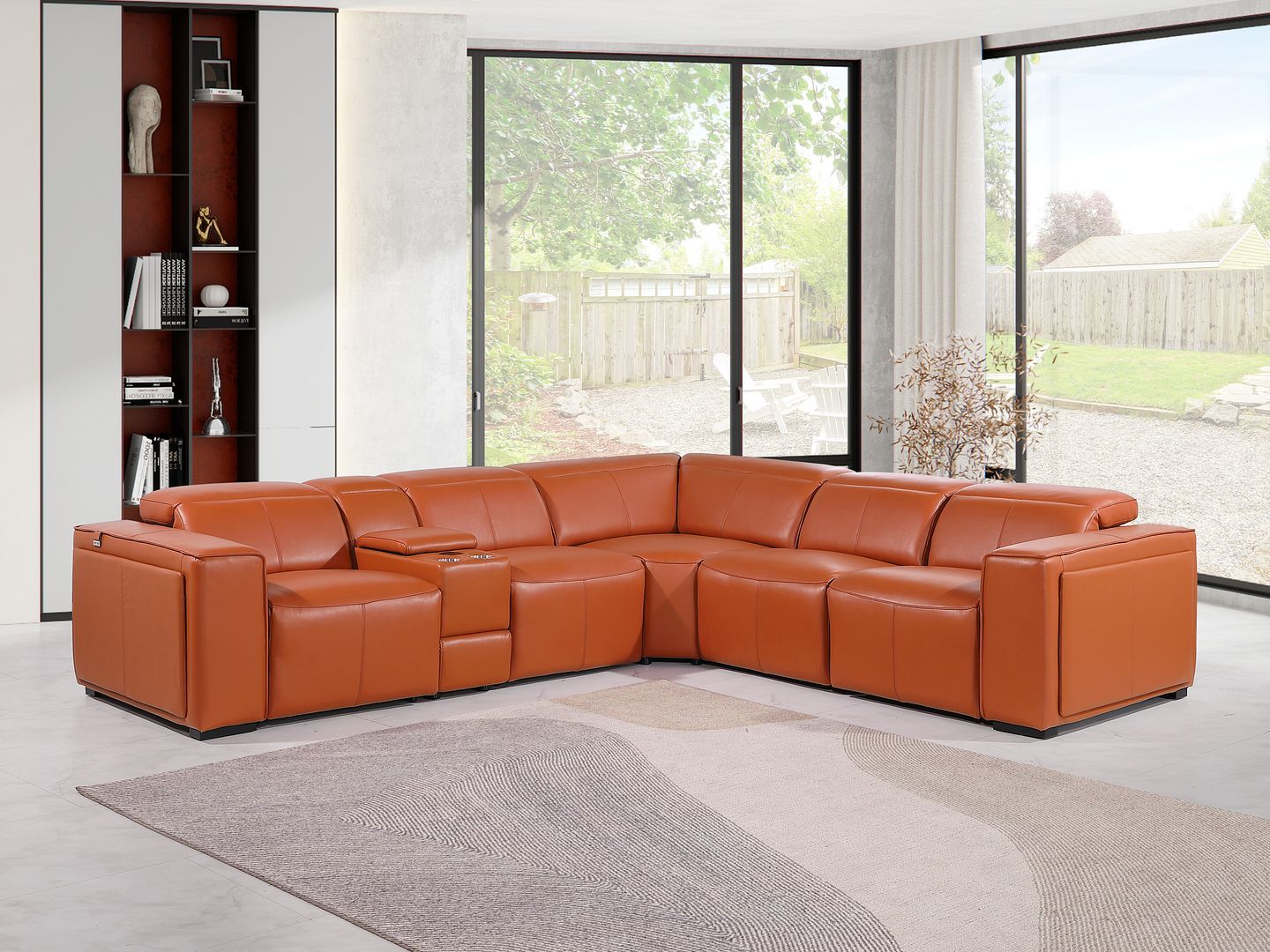 1224 - 6-Piece L-Shaped Sectional Sofa In With 3 Power Recliners & Power Headrests