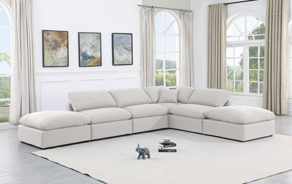 Indulge - Linen 6 Piece Modular Armless Sectional - White