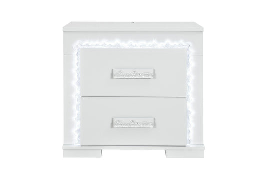 Naomi - Nightstand With LED - Silver