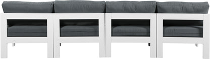 Nizuc - Outdoor Patio 4 Seat Armless Modular Sofa With White Frame