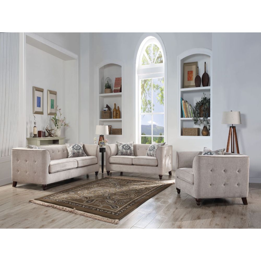 Cyndi - Sofa With 2 Pillows - Tan Velvet