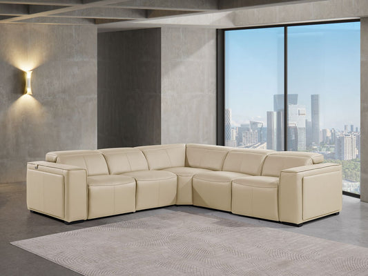 1224 - 5-Piece L-Shaped Sectional Sofa In With 3 Power Recliners & Power Headrests