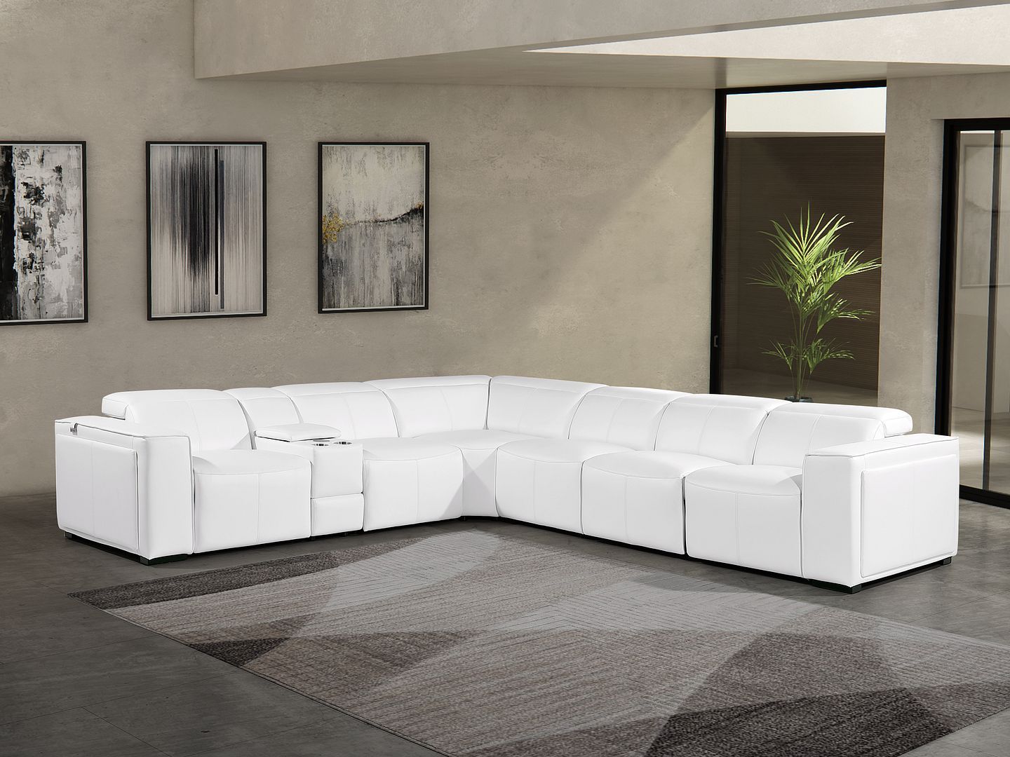 1224 - 7-Piece L-Shaped Sectional Sofa In With 3 Power Recliners & Power Headrests