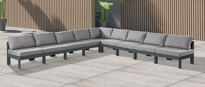 Nizuc - Outdoor Patio 9 Piece Modular Sectional With Gray Frame