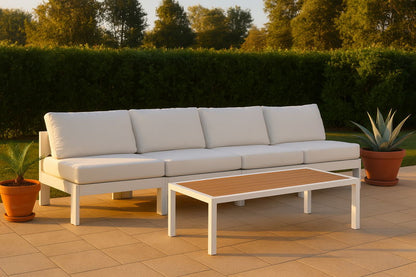 Nizuc - Outdoor Patio 4 Seat Armless Modular Sofa With White Frame
