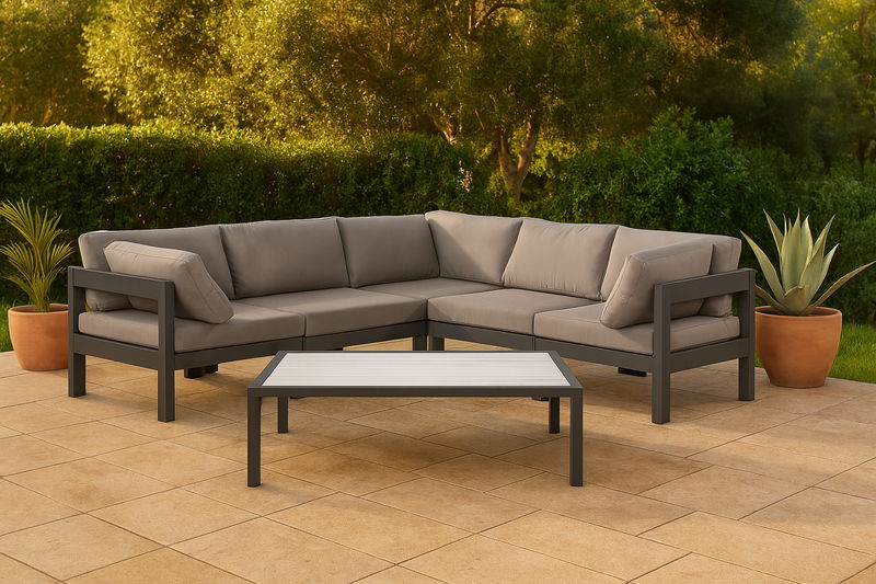 Nizuc - Outdoor Patio 5 Piece Modular Sectional With Gray Frame