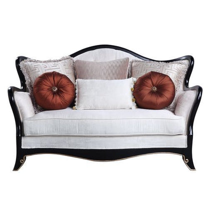 Nurmive - Loveseat With 6 Pillows - Beige Fabric
