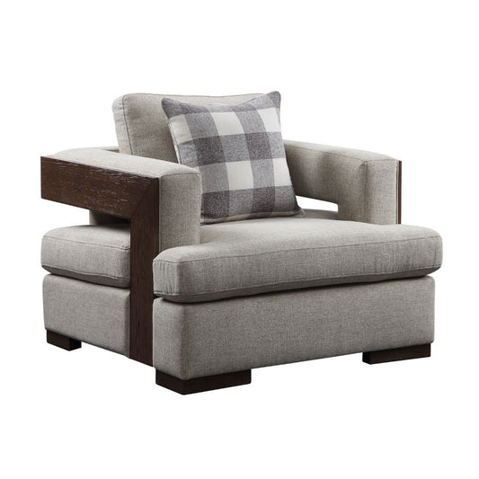 Niamey - Chair With Pillow - Fabric & Walnut