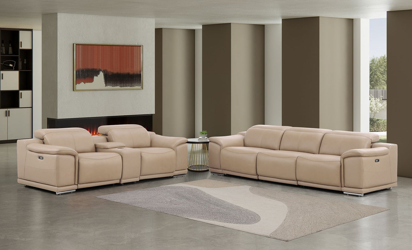 2679 - Genuine Leather Reclining Set (Sofa And Loveseat With 5 Power Recliners)