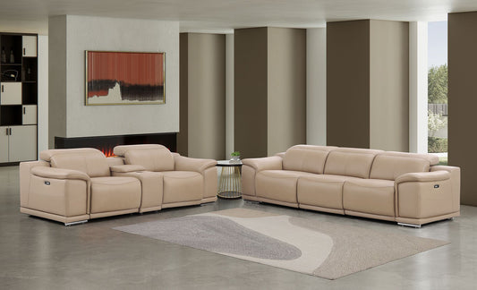 2679 - Genuine Leather Reclining Set (Sofa And Loveseat With 5 Power Recliners)