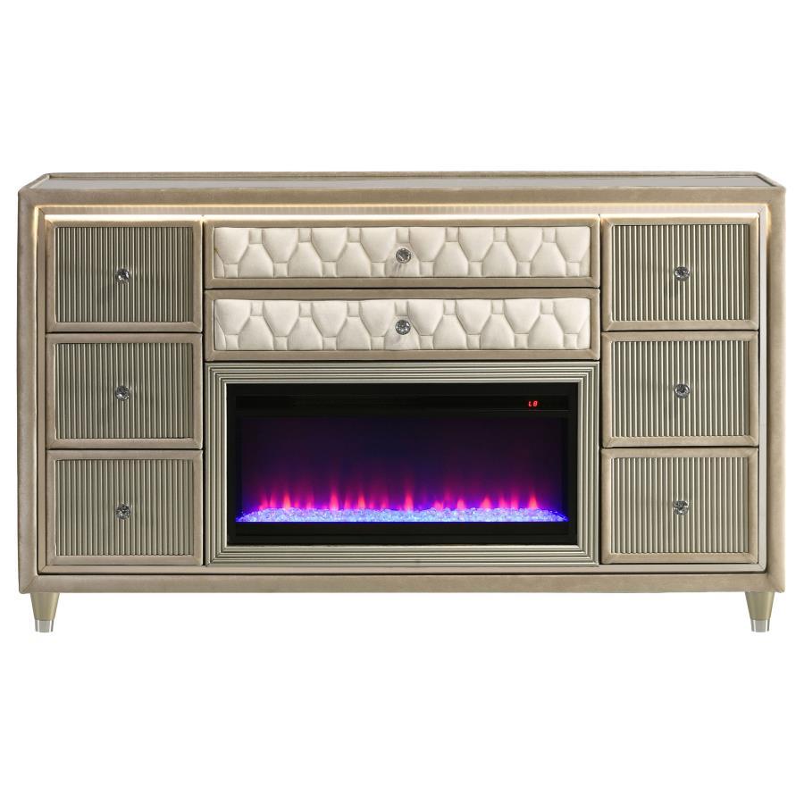Lorient - 8-Drawer LED Bedroom Flame Box Dresser