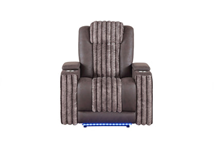 U8000 - Power Recliner With Power Headrest & LED Light - Brown