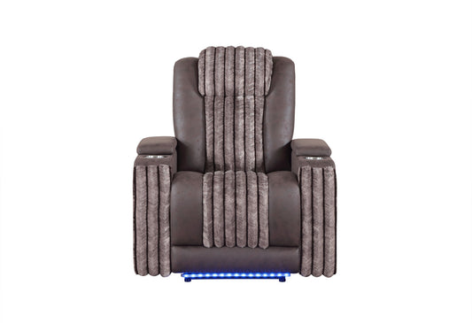 U8000 - Power Recliner With Power Headrest & LED Light - Brown