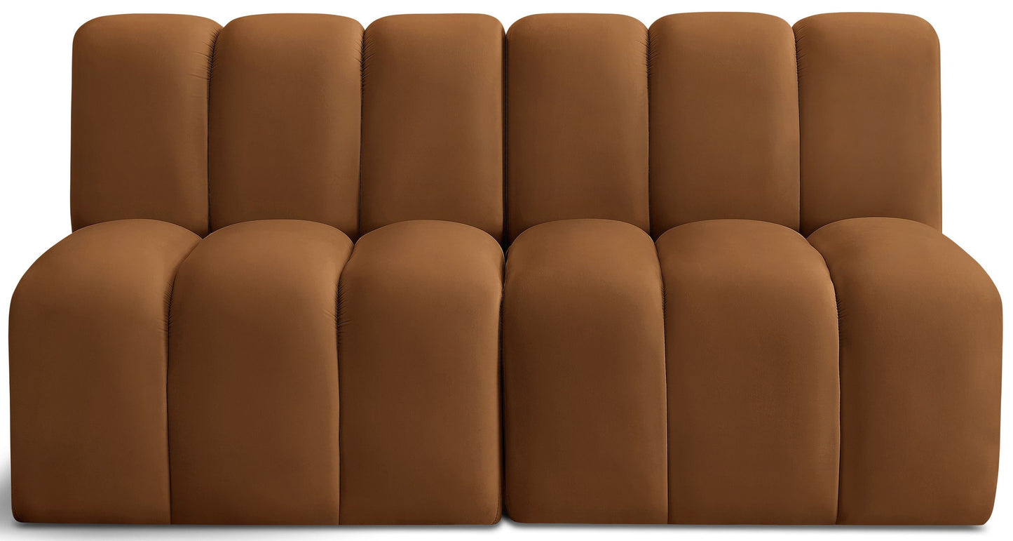 Arc - Velvet 2 Seats Modular Sofa - Saddle