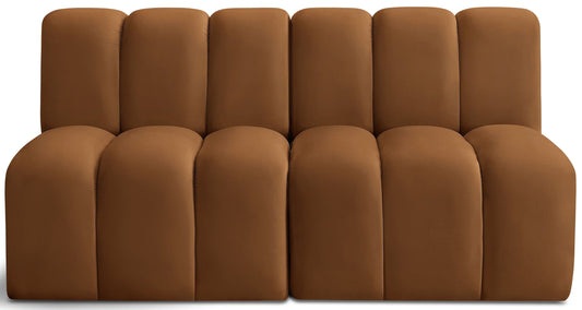 Arc - Velvet 2 Seats Modular Sofa - Saddle