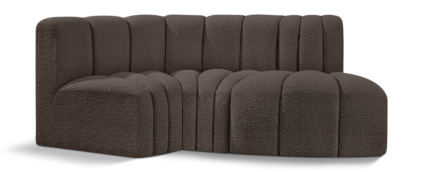 Arc - Boucle Fabric 3 Piece Modular L-Shaped Sofa
