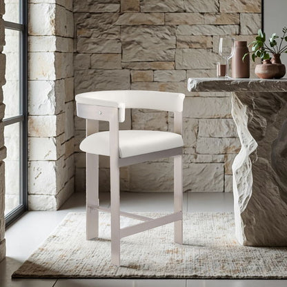 Romeo - Faux Leather Counter Stool With Silver Base (Set of 2)