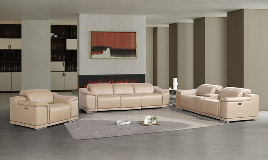 2679 - Power Reclining Sofa, Console Loveseat & Chair Set In Genuine Leather (6 Recliners)
