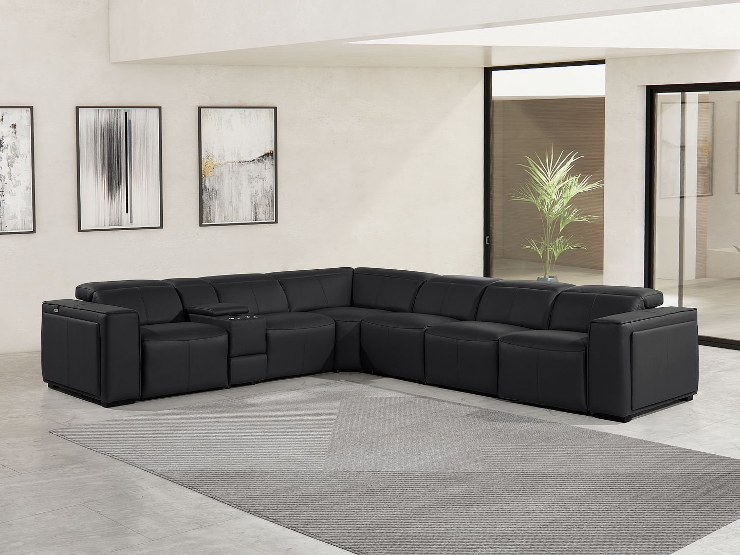 1224 - 7-Piece L-Shaped Sectional Sofa In With 4 Power Recliners & Power Headrests