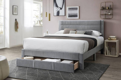 Gray Corduroy Queen Bed