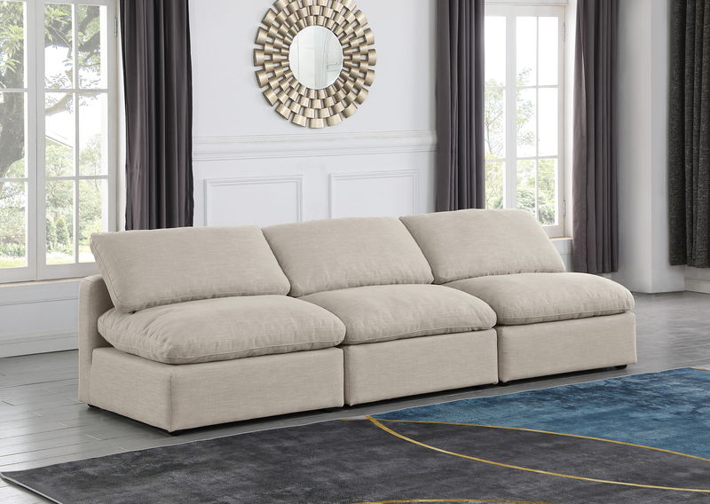 Indulge - Linen 3 Seat Modular Armless Sofa