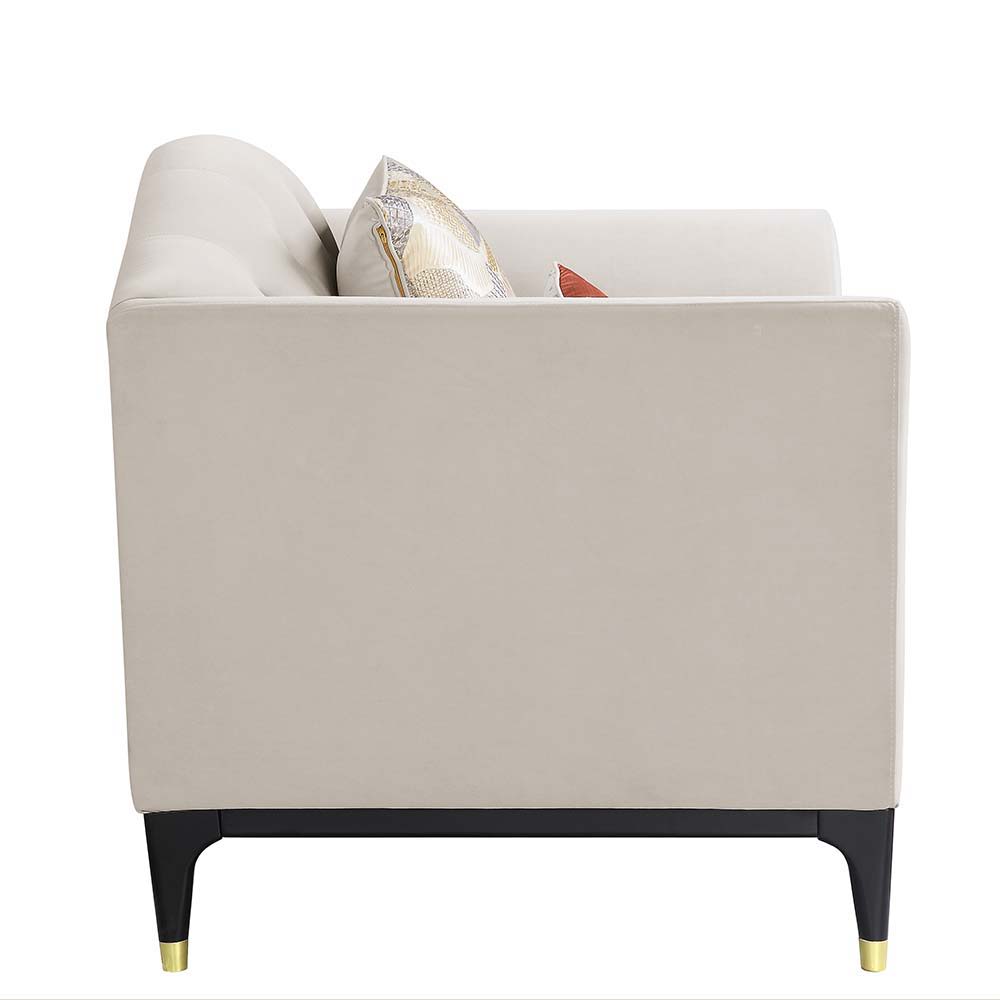 Tayden - Sofa With 5 Pillows - Beige Velvet