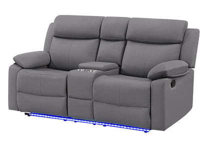 U6026 - 46A Console Reclining Loveseat With LED And Speaker - Gray