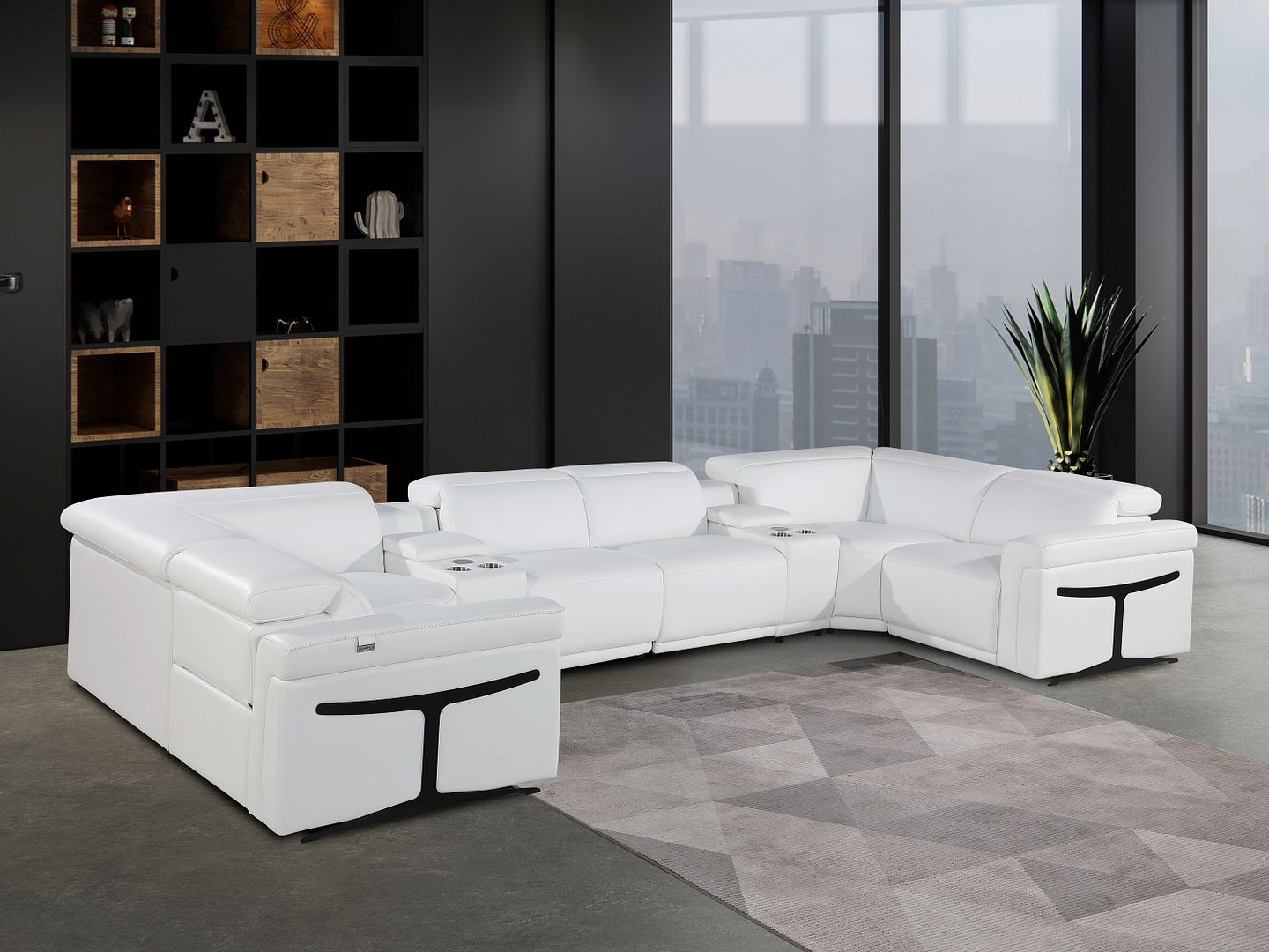 1126 - 8-Piece U-Shaped Sectional Sofa In With 2 Power Recliners & Power Headrests