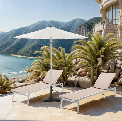 Fiji - Aluminum Patio Umbrella With Round Black And White Base