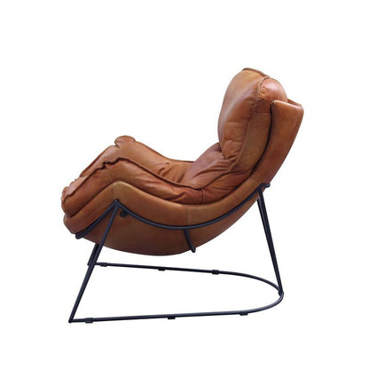 Thurshan - Accent Chair - Aperol Top Grain Leather & Black