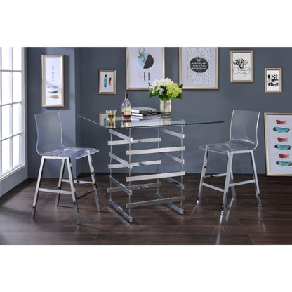 Nadie - Counter Height Table - Clear Glass Top & Black